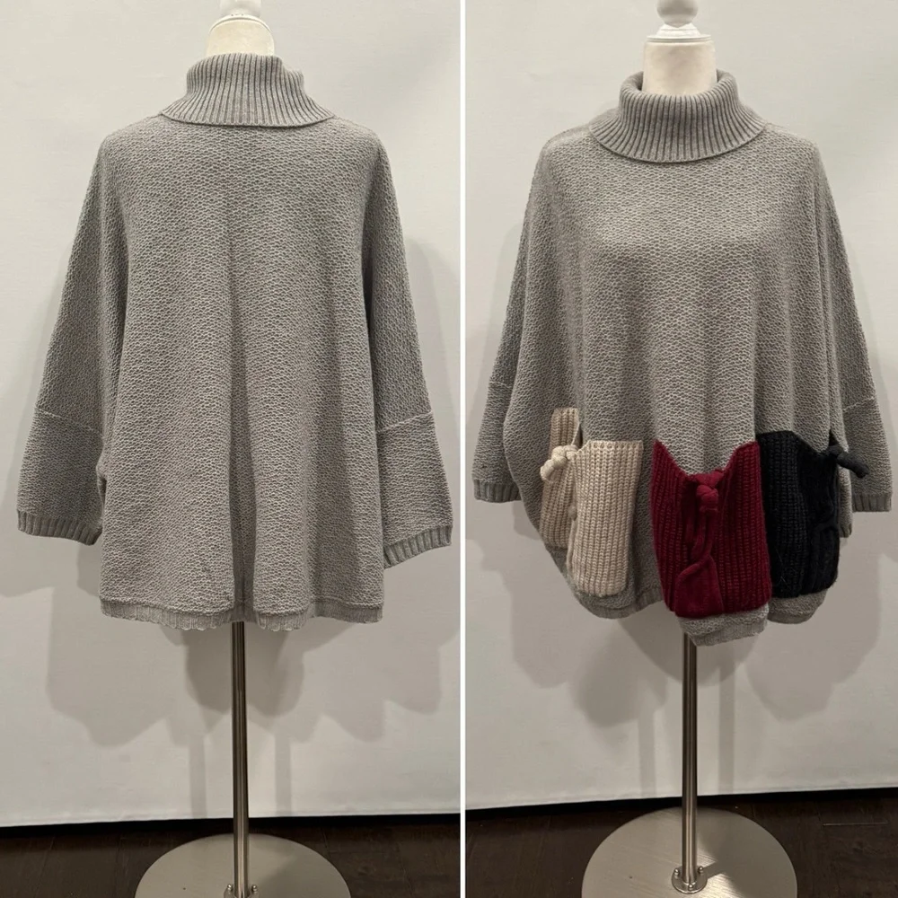 Vintage Italian Knit Oversized Pockets One of a Kind Chunky Knit Novelty Sweater - Picture 8 of 9